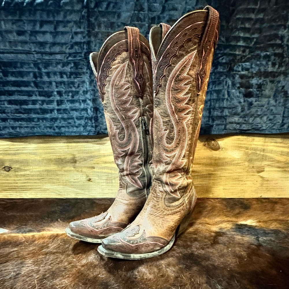 Ariat Brown and Red Heeled Boots